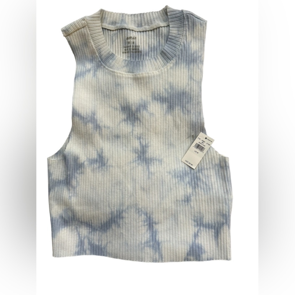 Aerie rebel tank‎ cropped tie dye blue white nwt size medium 90’s high neck fit
